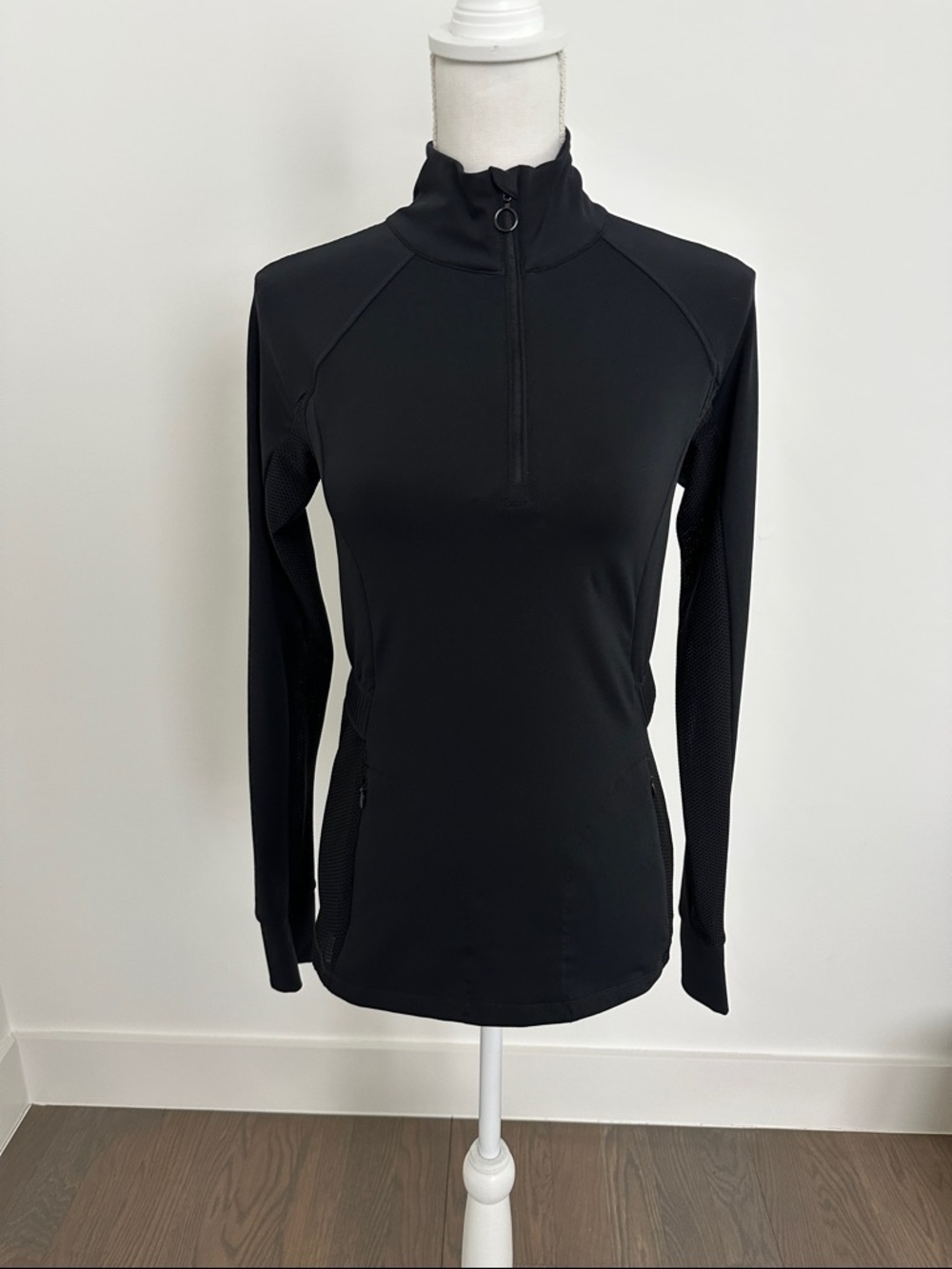 Fabletics Black Long-Sleeve Quarter Zip Pullover